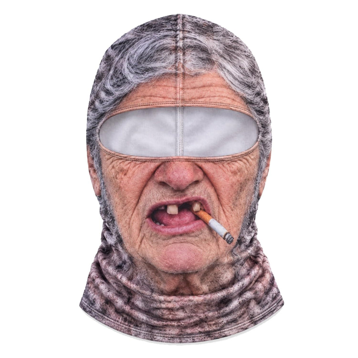 3D Realistic Old Man Face Ski Mask with Neck Warmer – Funny Full Coverage Balaclava for Skiing, Snowboarding and Cold Weather