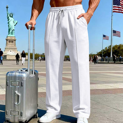👖 50% OFF NOW! 🌿 Men's Straight Leg Pants – Elastic Waist, Drawstring & Knit – Casual Comfort & Breathable ✨