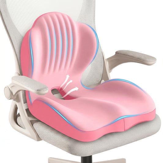 Ergonomic Lumbar & Seat Support Cushion Suitable for office chairs, car seats, and home use – relieves back and hip pain.