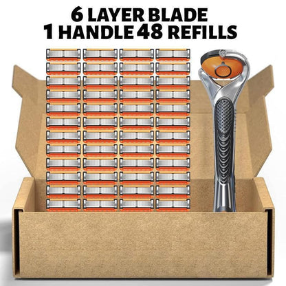 24 Pack Men's Razor Blades with Handle – Premium Shaving Replacement Set