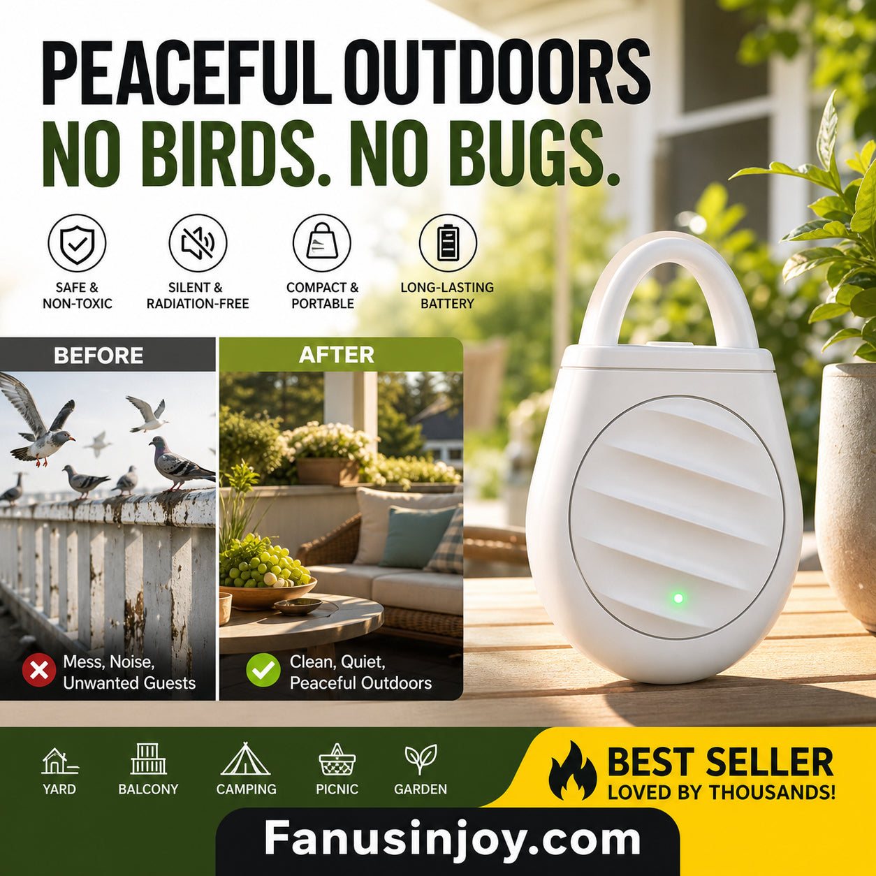 🐦No more trouble from birds, beasts and locusts！Portable Ultrasonic Bird Repellent Keychain