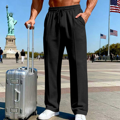 👖 50% OFF NOW! 🌿 Men's Straight Leg Pants – Elastic Waist, Drawstring & Knit – Casual Comfort & Breathable ✨