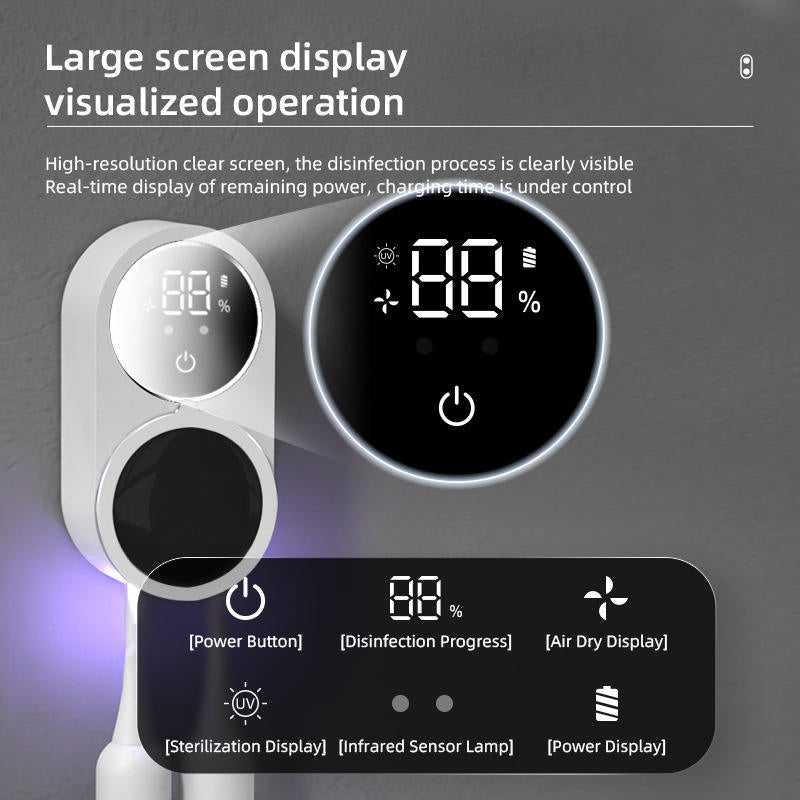 🛁 Smart Digital Display Toothbrush Sanitizer with Drying Function for Electric & Manual Toothbrushes🦷