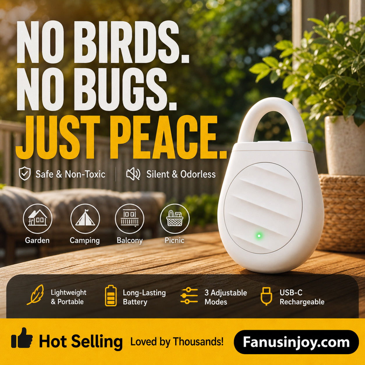 🐦No more trouble from birds, beasts and locusts！Portable Ultrasonic Bird Repellent Keychain