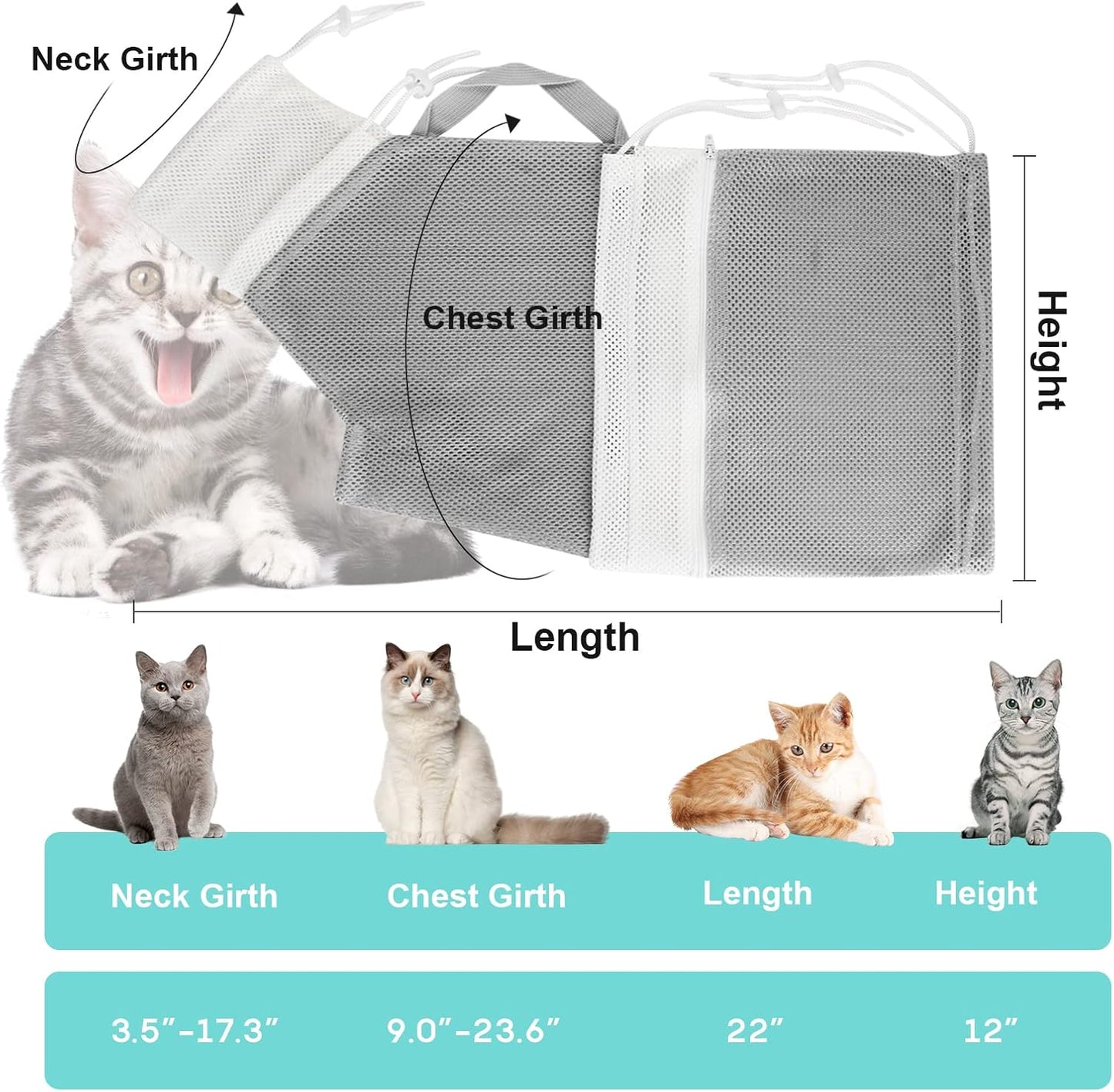Up to 50% off！！Mesh Cat Bath Bag with Adjustable Drawstring