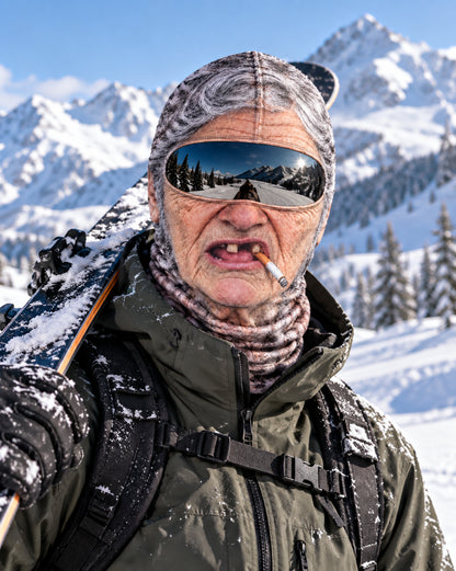 3D Realistic Old Man Face Ski Mask with Neck Warmer – Funny Full Coverage Balaclava for Skiing, Snowboarding and Cold Weather