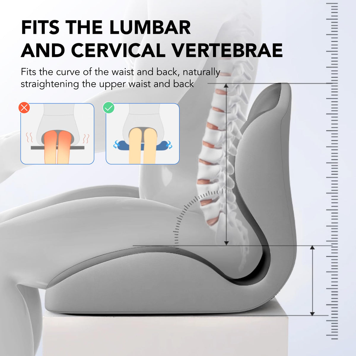 Ergonomic Lumbar & Seat Support Cushion Suitable for office chairs, car seats, and home use – relieves back and hip pain.