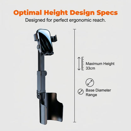 Car Cup Holder Phone Mount – 360° Adjustable, Strong N52 Magnet, One-Hand Operation