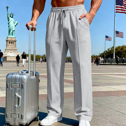 👖 50% OFF NOW! 🌿 Men's Straight Leg Pants – Elastic Waist, Drawstring & Knit – Casual Comfort & Breathable ✨