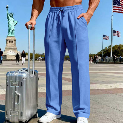👖 50% OFF NOW! 🌿 Men's Straight Leg Pants – Elastic Waist, Drawstring & Knit – Casual Comfort & Breathable ✨