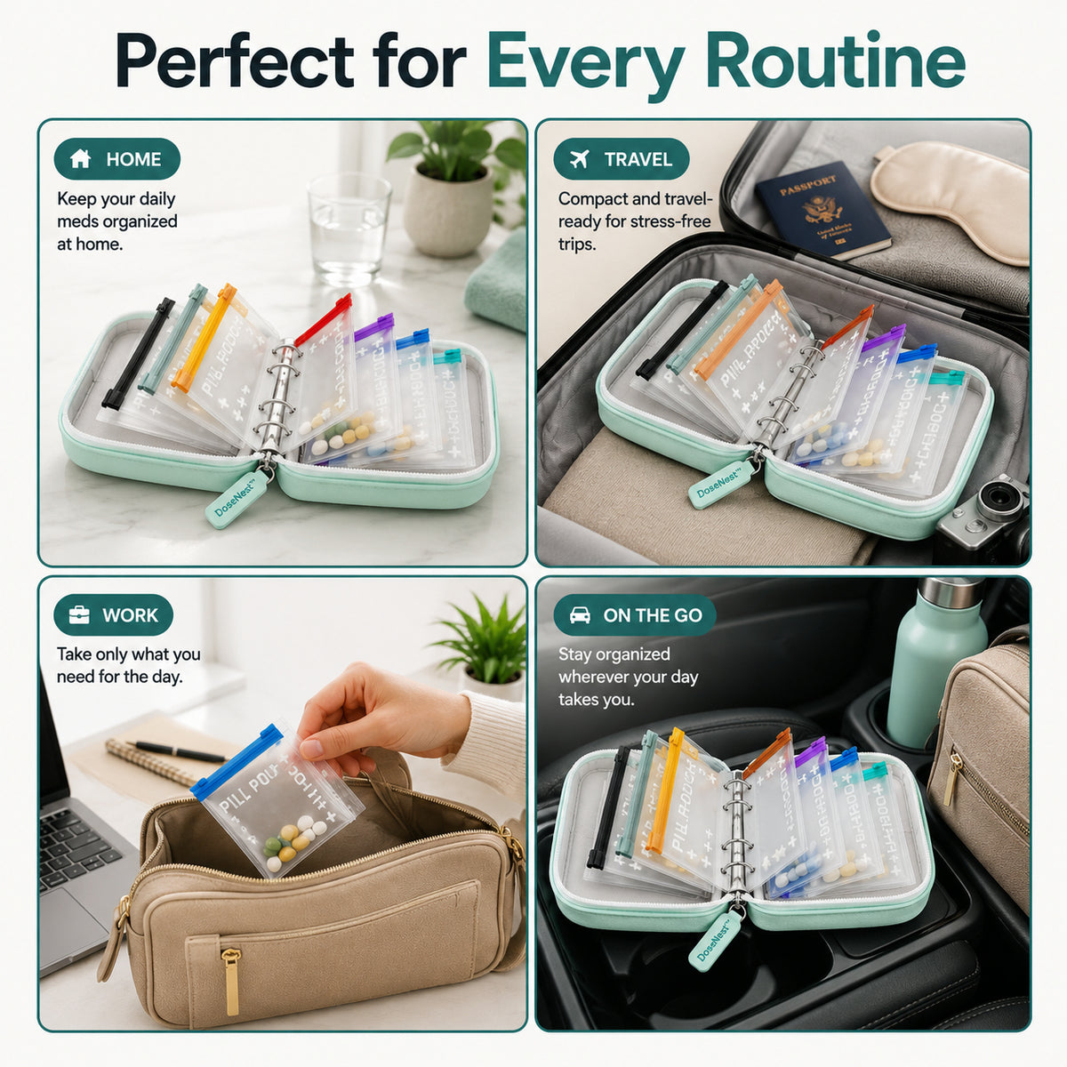 Summerfresh 50% OFF!💊14-Pouch Travel Medicine & Supplement Organiser – Removable Colour-Coded Zip Pouches with Binder Case