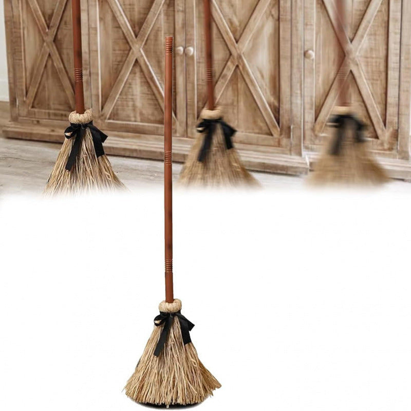 🧹 Animated Flying Witch Broom, Auto Moving Halloween Prop with Creepy Cackles, Green LED & Bendable Stem