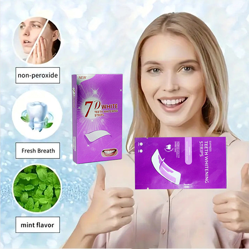 Teeth Whitening Strips——Instantly Neutralize Yellow Stains for a Brighter Smile