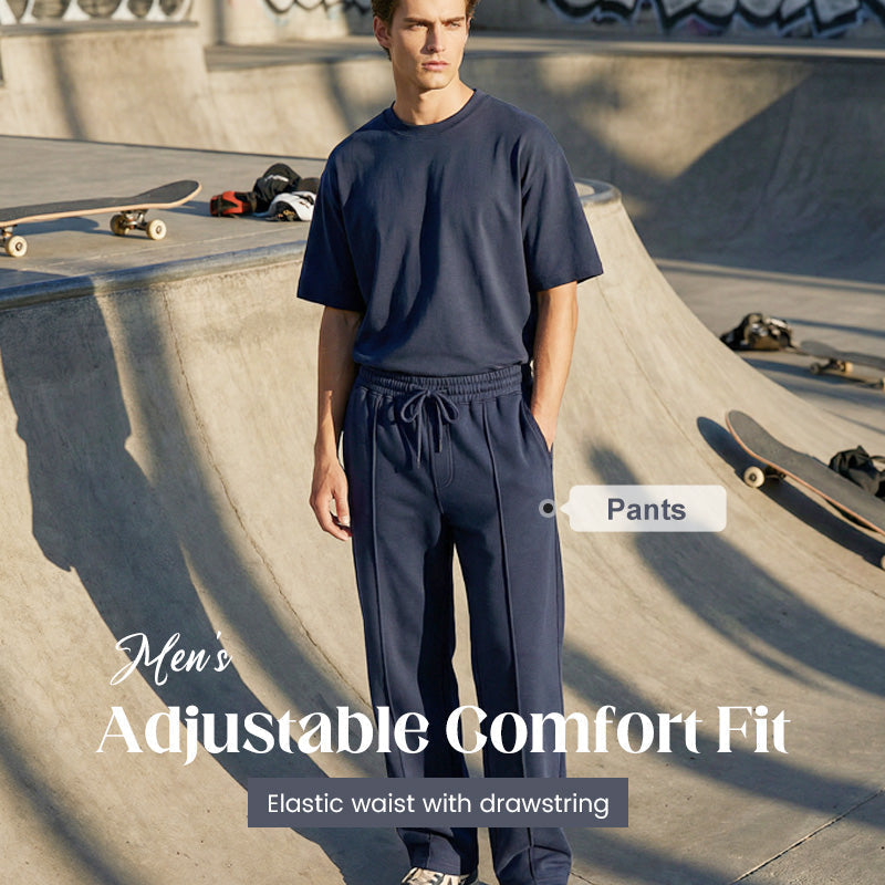 👖 50% OFF NOW! 🌿 Men's Straight Leg Pants – Elastic Waist, Drawstring & Knit – Casual Comfort & Breathable ✨