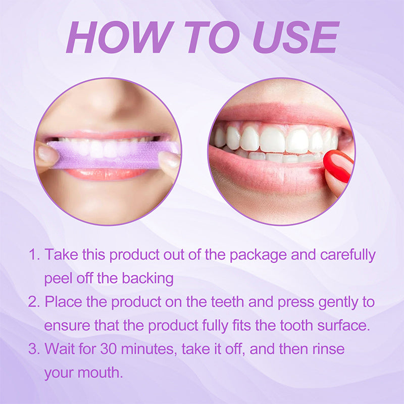 Teeth Whitening Strips——Instantly Neutralize Yellow Stains for a Brighter Smile