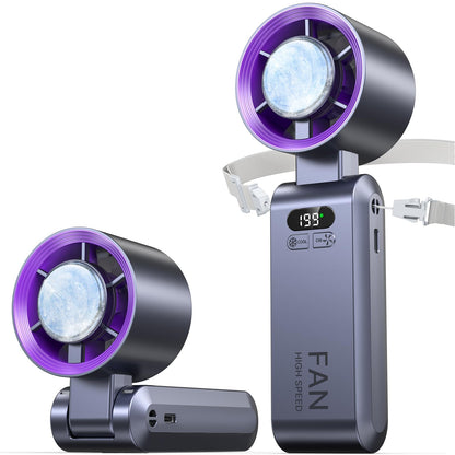 Handheld Portable Turbo Fan with Ice Cooler, Speed (1-199) 5500mAh Rechargeable Personal Fan