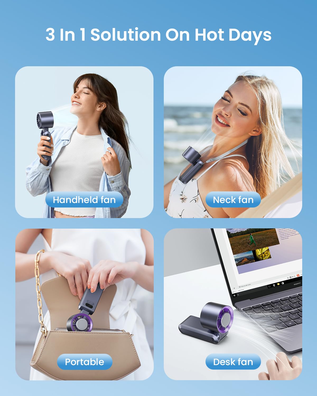 Handheld Portable Turbo Fan with Ice Cooler, Speed (1-199) 5500mAh Rechargeable Personal Fan