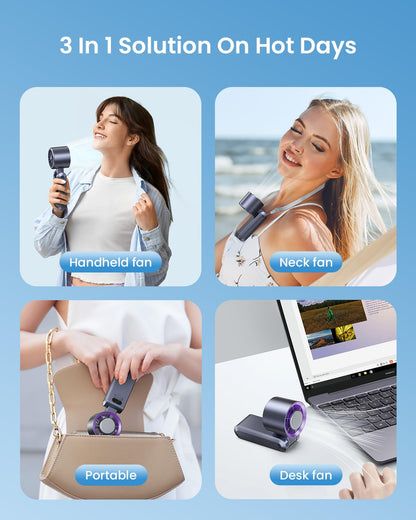 Handheld Portable Turbo Fan with Ice Cooler, Speed (1-199) 5500mAh Rechargeable Personal Fan