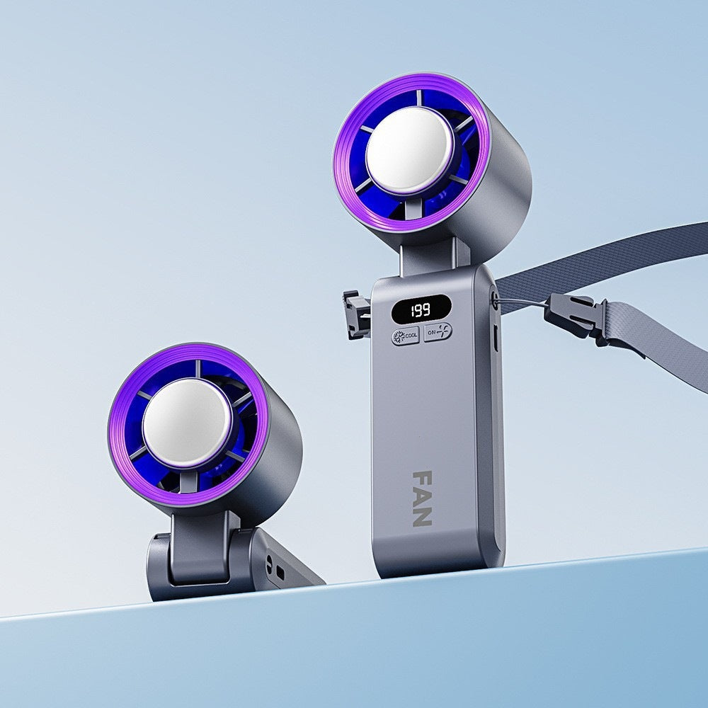 Handheld Portable Turbo Fan with Ice Cooler, Speed (1-199) 5500mAh Rechargeable Personal Fan