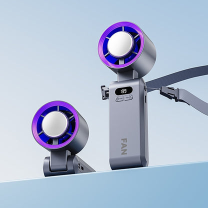 Handheld Portable Turbo Fan with Ice Cooler, Speed (1-199) 5500mAh Rechargeable Personal Fan