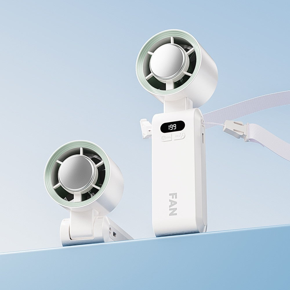 Handheld Portable Turbo Fan with Ice Cooler, Speed (1-199) 5500mAh Rechargeable Personal Fan