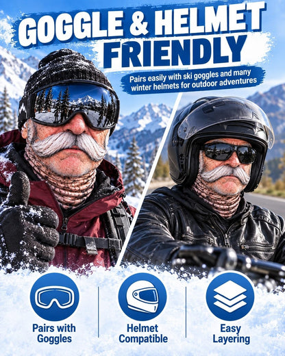 3D Realistic Old Man Face Ski Mask with Neck Warmer – Funny Full Coverage Balaclava for Skiing, Snowboarding and Cold Weather
