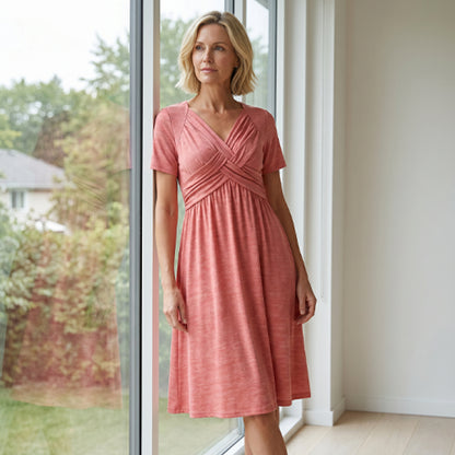 👗💙 55% OFF TODAY! ✨ Women’s V-Neck Short Sleeve Long Dress 🌸 Elegant Flowing Fit, Comfortable Fabric & Effortless Everyday Style