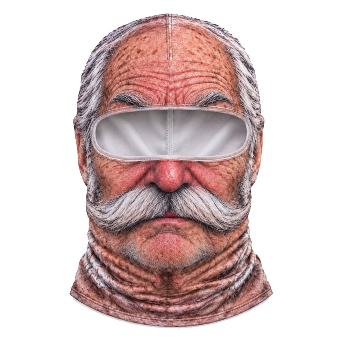 3D Realistic Old Man Face Ski Mask with Neck Warmer – Funny Full Coverage Balaclava for Skiing, Snowboarding and Cold Weather