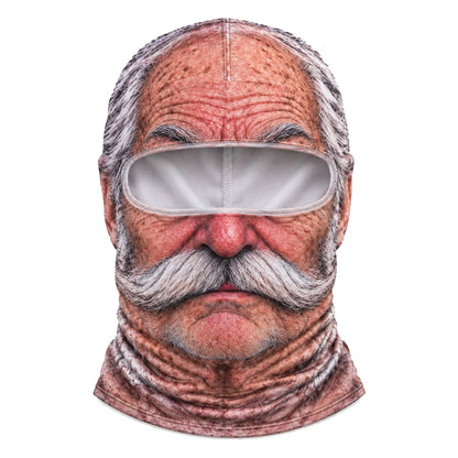 3D Realistic Old Man Face Ski Mask with Neck Warmer – Funny Full Coverage Balaclava for Skiing, Snowboarding and Cold Weather