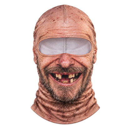 3D Realistic Old Man Face Ski Mask with Neck Warmer – Funny Full Coverage Balaclava for Skiing, Snowboarding and Cold Weather