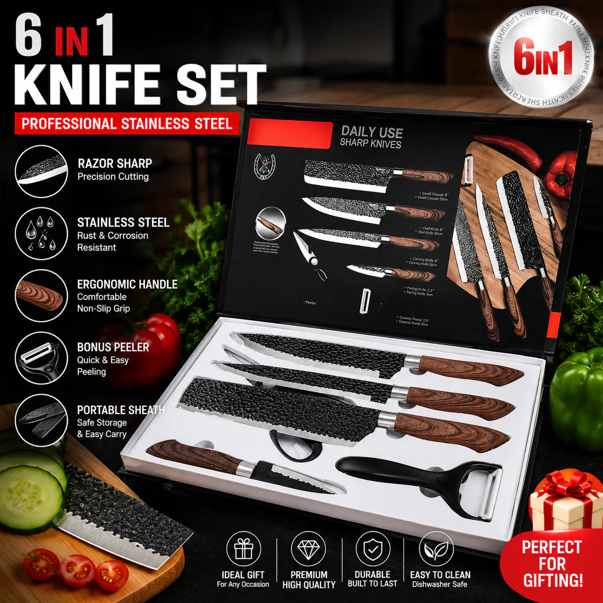 Professional Chef's Knife Set - 6 Pcs Set