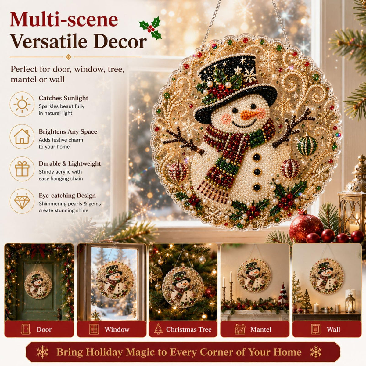 New Christmas Diamond Painting DIY Craft Door Plaque Hanging Ornament