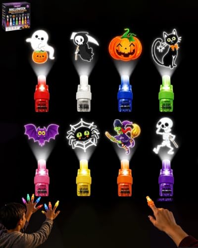 Halloween Finger Projector Lights 36 Pack – LED Mini Pattern Projector Rings, Spooky Party Favors for Kids, Trick or Treat Goodie Bag Fillers & Classroom Rewards