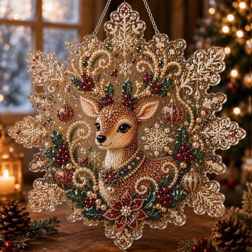 New Christmas Diamond Painting DIY Craft Door Plaque Hanging Ornament