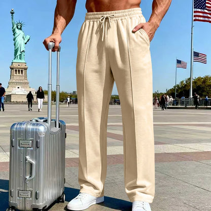 👖 50% OFF NOW! 🌿 Men's Straight Leg Pants – Elastic Waist, Drawstring & Knit – Casual Comfort & Breathable ✨